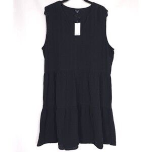 Splendid Women’s Dress MEDIUM Black V-neck Sleeveless Shift Flowy Tiered NEW